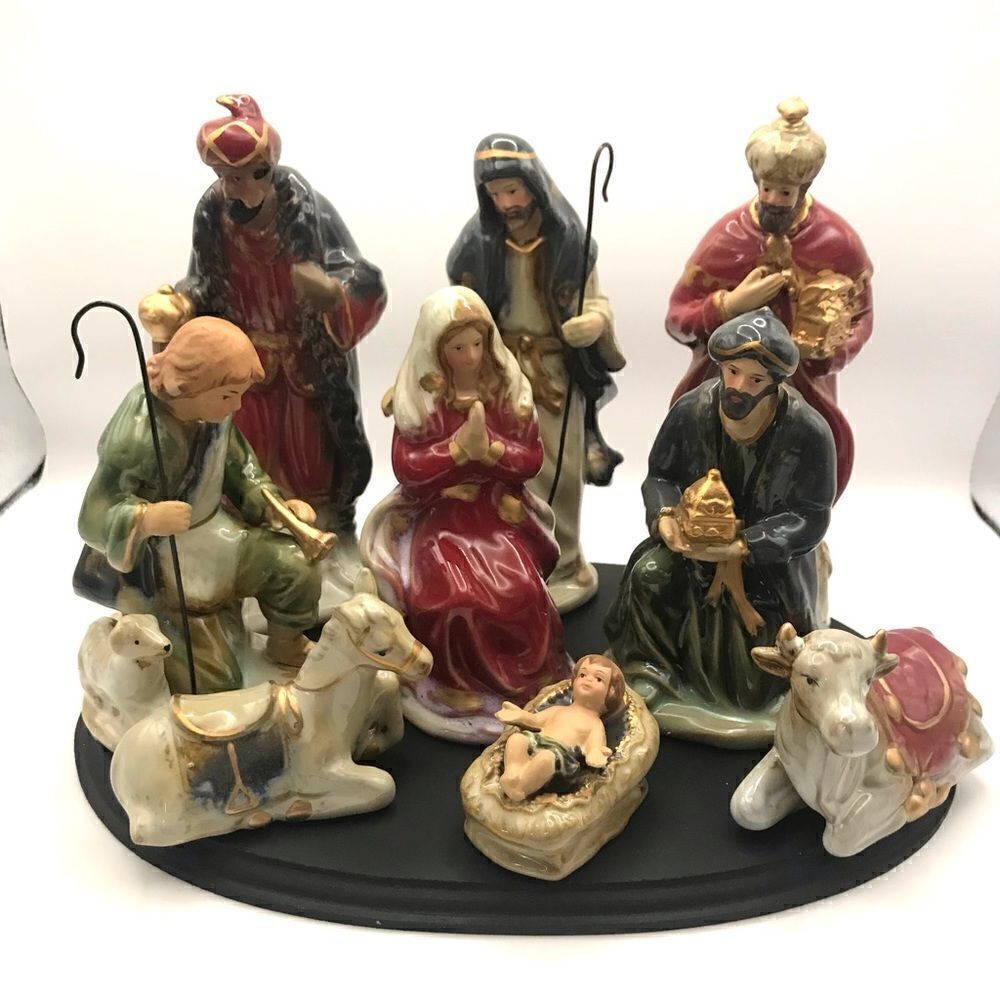 Vintage Nativity Christmas Collection Set 9pc. Set NOB‎